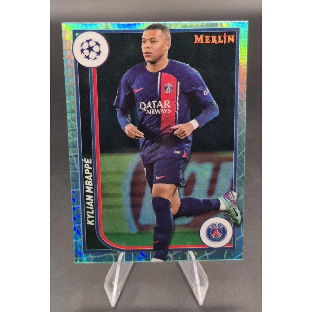 2023-24 Topps Chrome Merlin Kylian Mbappe #92 Aqua Prism SP Paris Saint-German